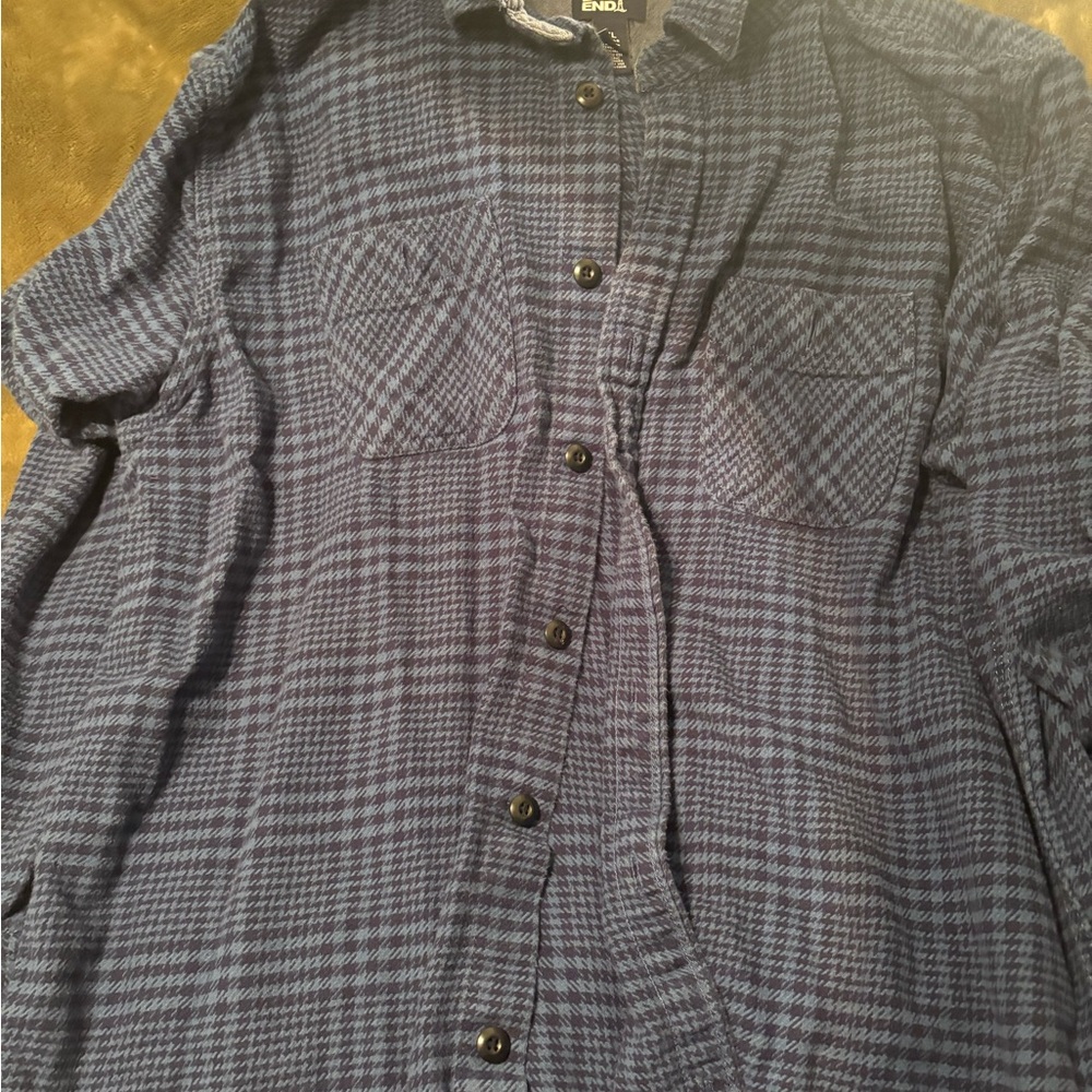 Lands' End Blue Houndstooth Shirt
